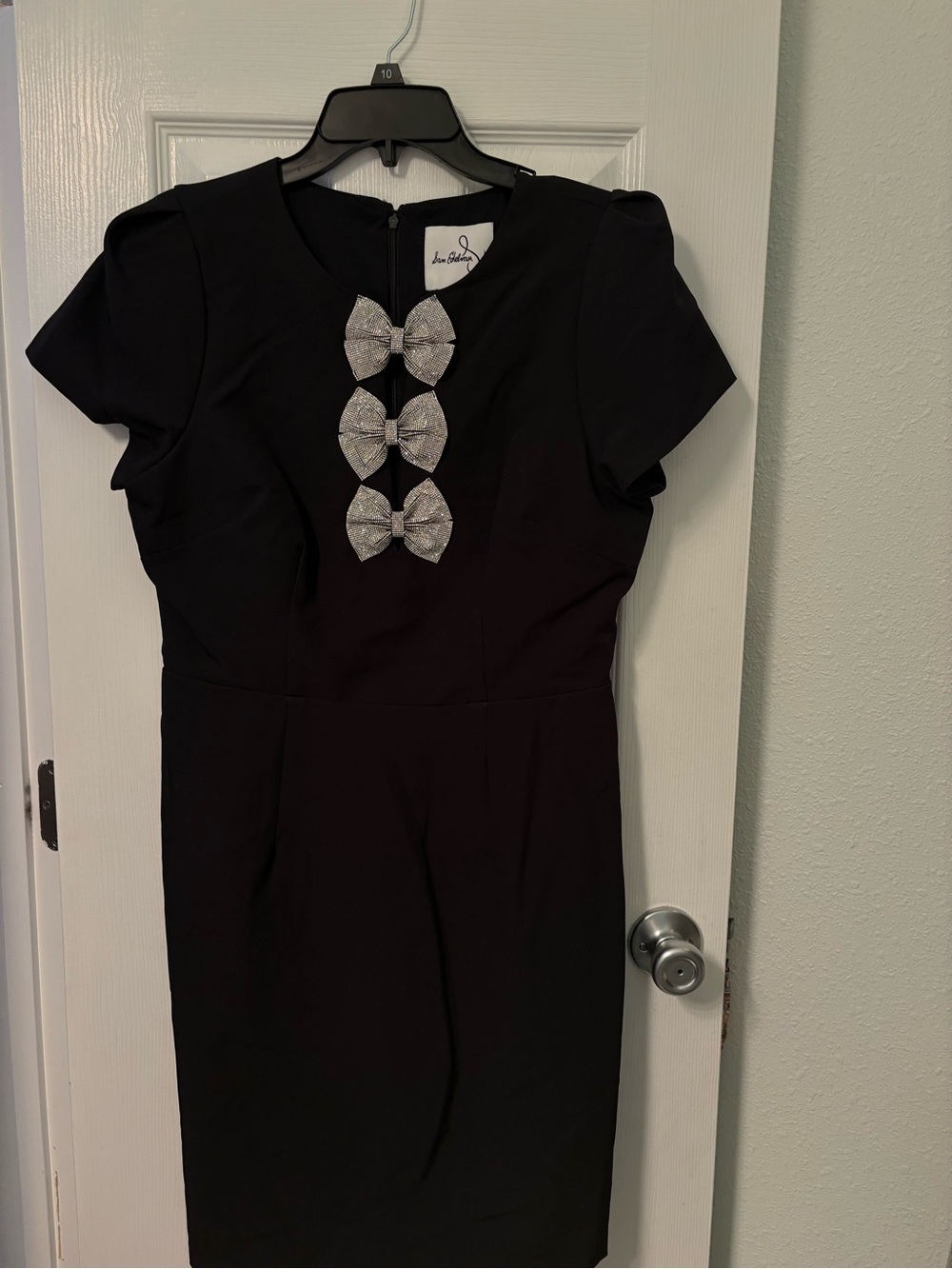Sam Edelman Black Midi Dress with Silver Bow Accents